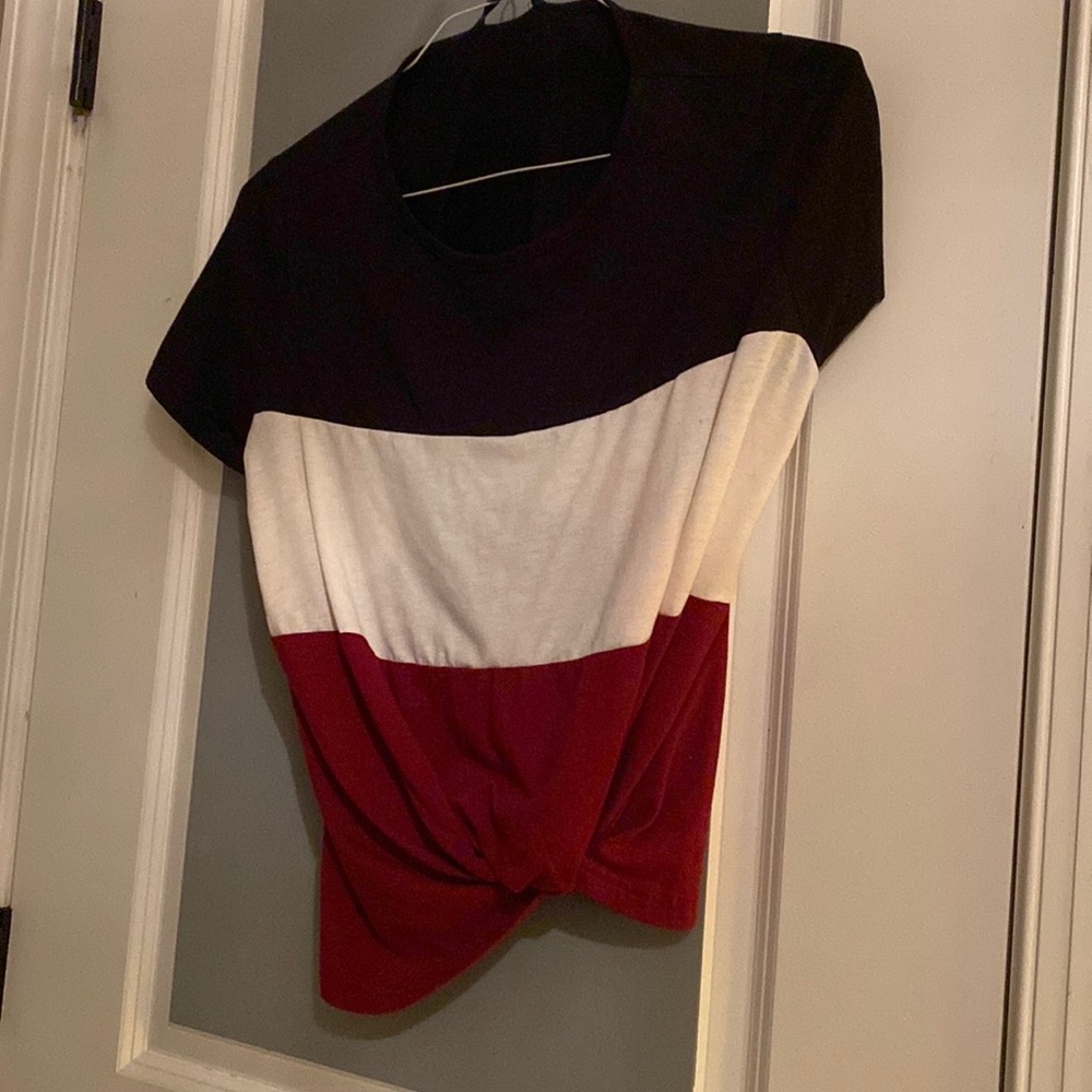 Black, white and red shirt